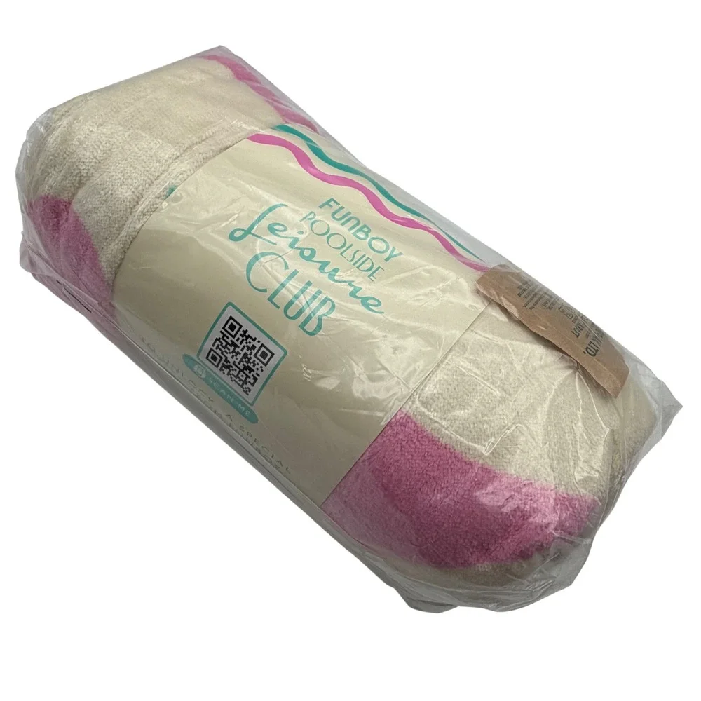 Funboy Poolside Leisure‎ Club Beach Towel Pink Cream 100% Cotton NEW